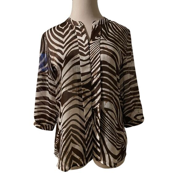 Chico's  Brown‎ and White Animal Print Size 2 - Picture 1 of 7